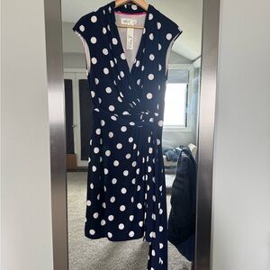 Navy Polka Dot Wrap Dress
